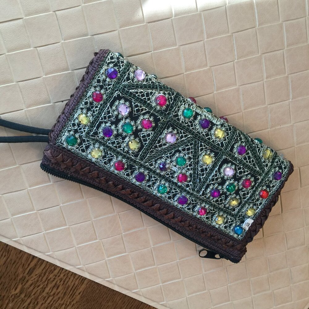 Egyptian Cloth Wristlet with Colorful Design New Without Tags